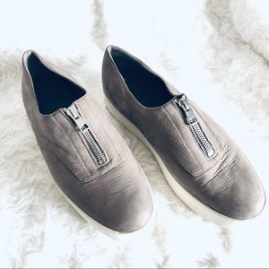VINCE.Gray Nubuck Warner Platform SneakersUS 7.5M